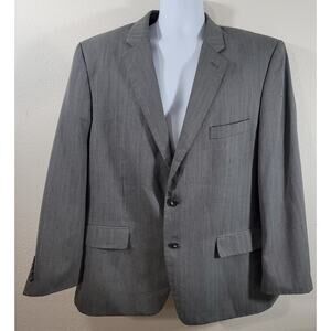 Haggar Gray 2 Button Closure Lined Blazer 46R Lightweight Inside Pockets